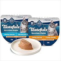 Vista 11 de Blue Buffalo Tastefuls Spoonless Singles Paté de Comida Húmeda Natural para Gatos, Bandejas Dobles de 2.6 oz, Entreé de Salmón (Paquete de 24)