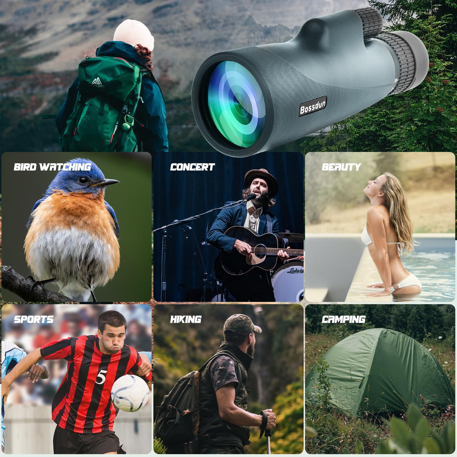 Télescope Monoculaire 10-30x50 Pour Adultes, Lunette Monoculaire Hd Etanche Avec Trepied De Support De Smartphone Pour L%25e2%2580%2599observation Des Oiseaux Randonnee Chasse Campi
