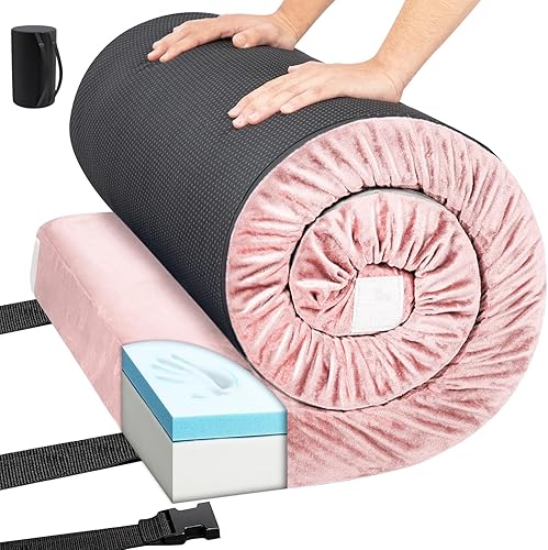 Thick Memory Foam Camping Mattress Pad, Portable Rolling Up Sleeping Pad, Floor Mat, Cot Mattress, Removable Waterproof Cover and Travel Bag,