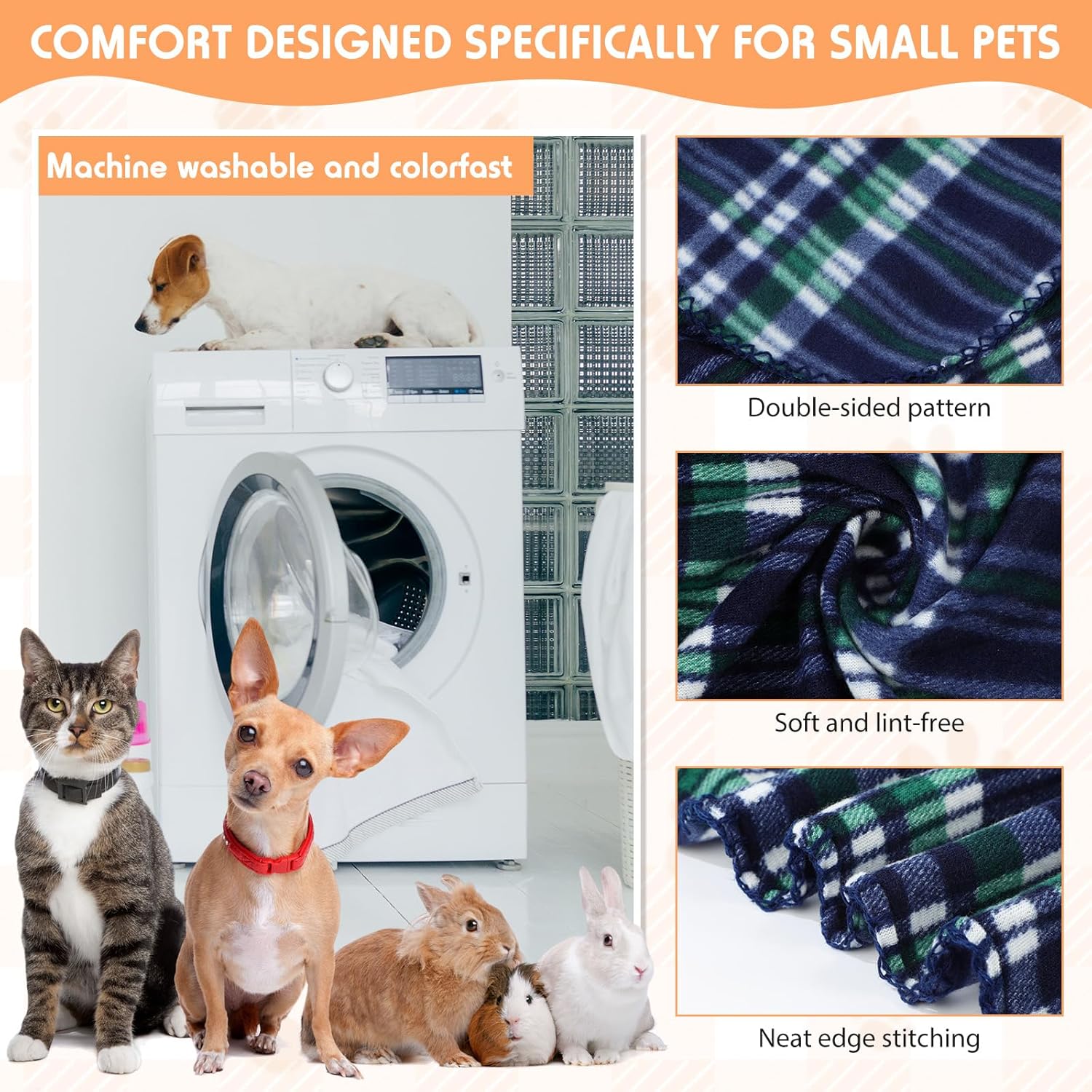 Chumia 15 Pcs Puppy Blankets for Small Dogs Cat 23.6 x 27.6 Inch Fleece Small Pet Blanket Soft Warm Washable Sleep Mat Pad Bed Cover for Dog Puppy Cat Kitten Pig Rabbit Plaid Pattern Colorful