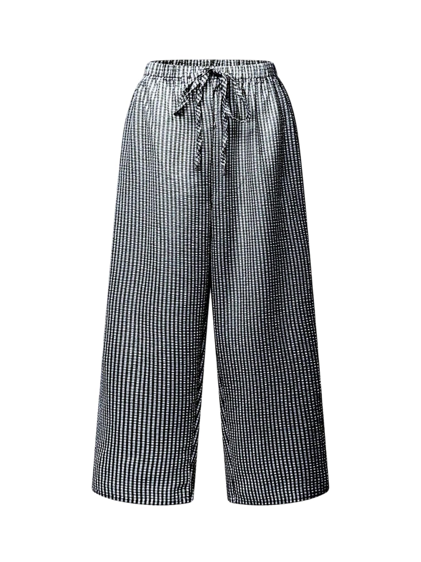 GORGLITTER Womens Plus Size Plaid Chercked Gingham Pants Wide Leg Low Rise Plaid Baggy Casual Trousers Sweatpants