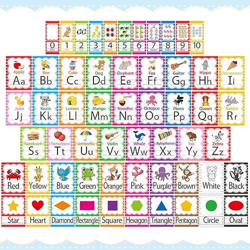 57 piezas de letras y números del alfabeto para decoración de pared de aula, tablón de anuncios arco iris, letras coloridas, números 0-10, tarjetas