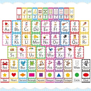 Sinload 57 Pcs Alphabet Number for Classroom Wall Colorful Letters Numbers | 0-10 Cards Rainbow Bulletin Board Decorations Cutouts Color Shape Educational Posters for Teacher Elementary School