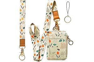 ID Holder Wallet for Women with Secure Zipper and Lanyard