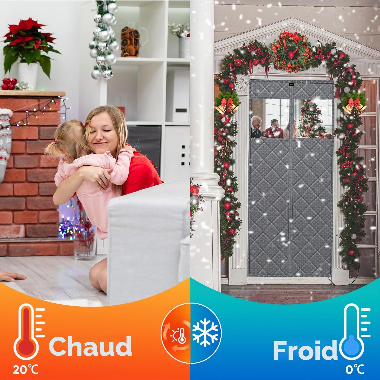 Sekey Rideau de porte magnétique - 90 x 210 cm - Protection contre le froid - Imperméable - Coupe-vent - Économie d'énergie - Avec fenêtre