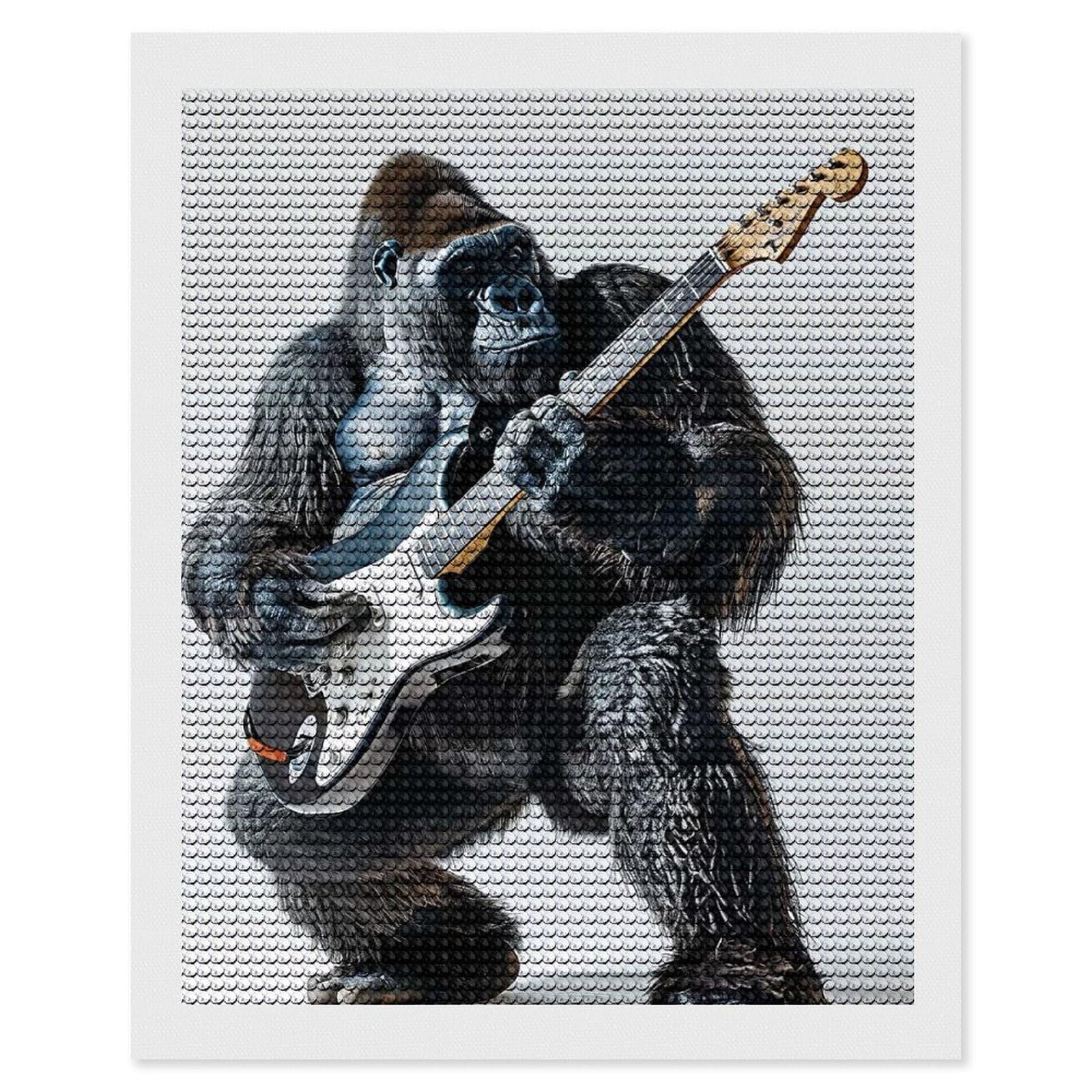 Junmoney Gorilla Guitar Diamond Art Kit 16"x20", Gift Idea, for Family Craft Time, Mindful Craft Activity, Boho Decor, Relaxing DIY Hobby