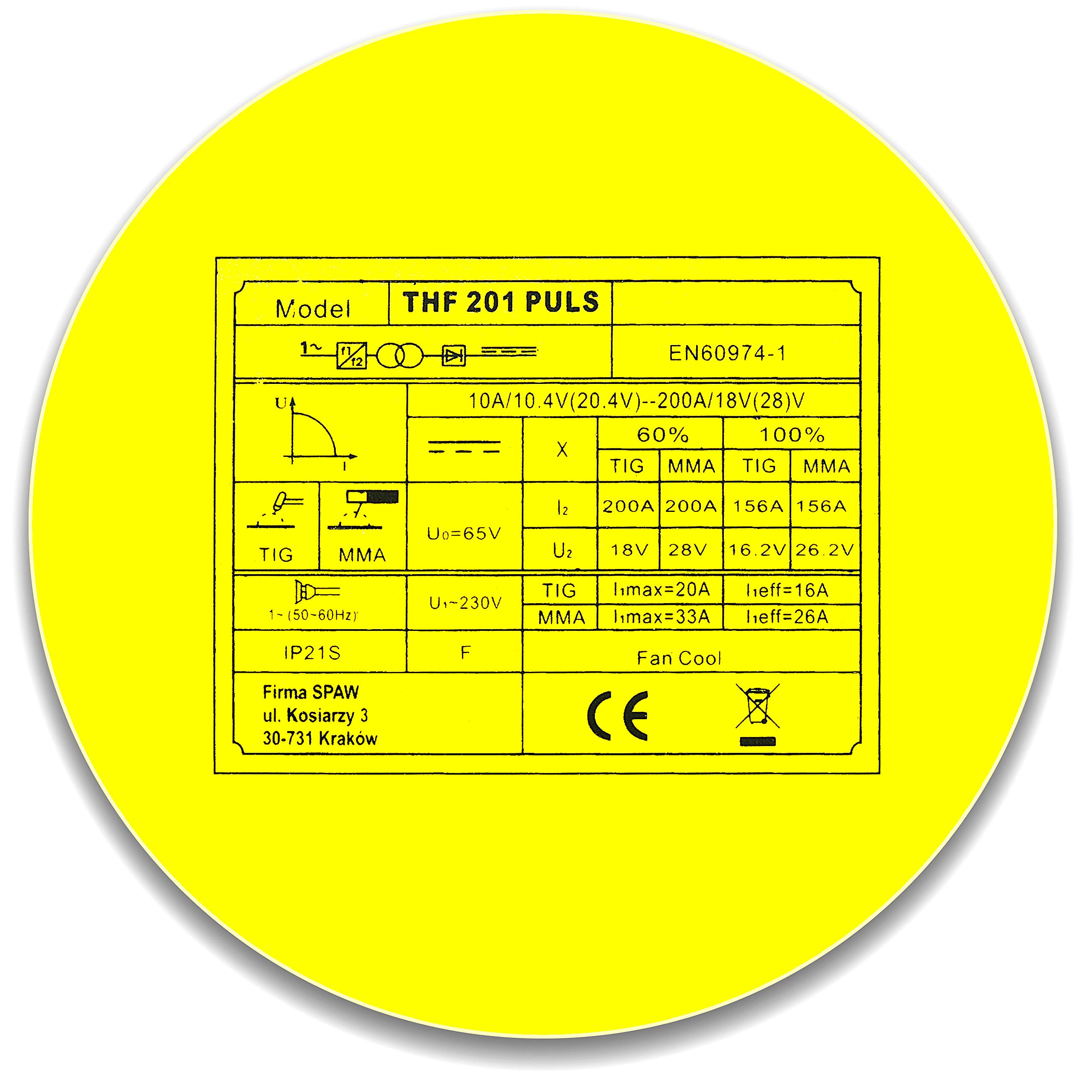 Magnum™ THF 201 Puls WIG DC HF spawarka inwertorowa 200 A spawarka stal szlachetna TIG PULSE