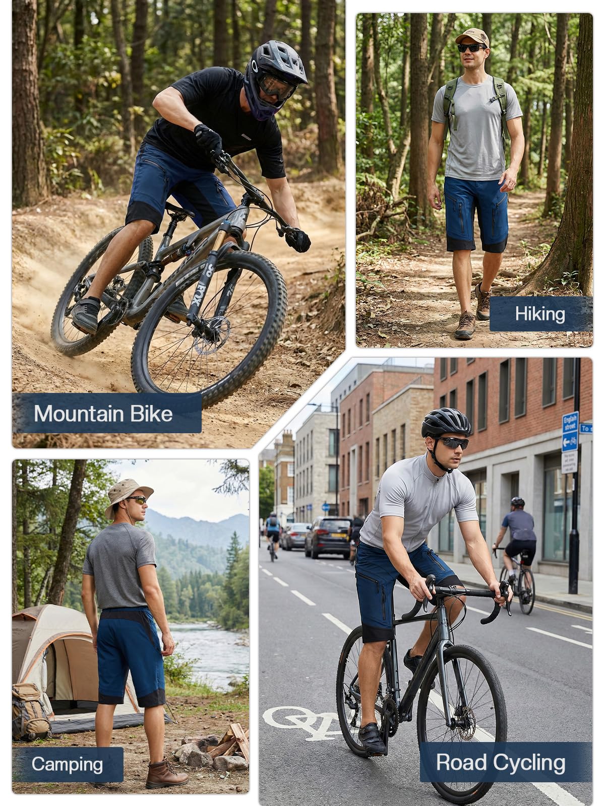 ARSUXEO Short de Cyclisme MTB Ample résistant à l'eau