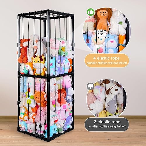 Miniatura 3 de FIOBEE Almacenamiento de animales de peluche, tubo de PVC grueso, organizador de almacenamiento de juguetes para niños con banda elástica, soporte