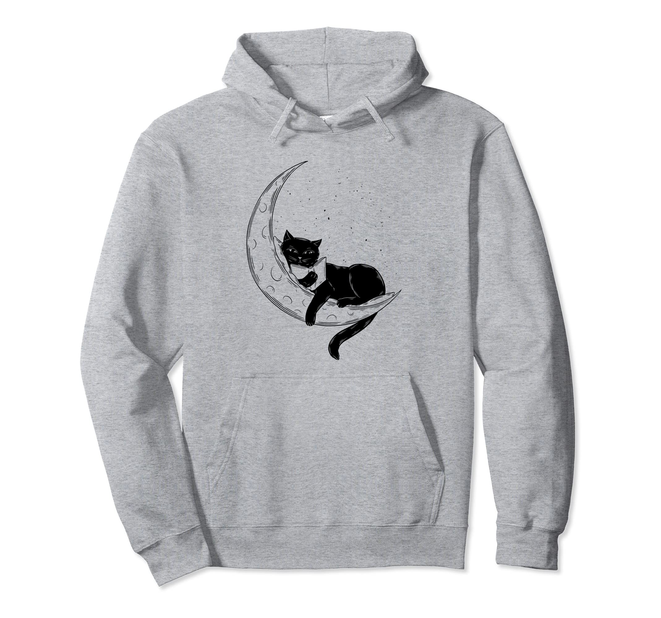Cosy Cat on Moon with Book Retro Pullover Hoodie
