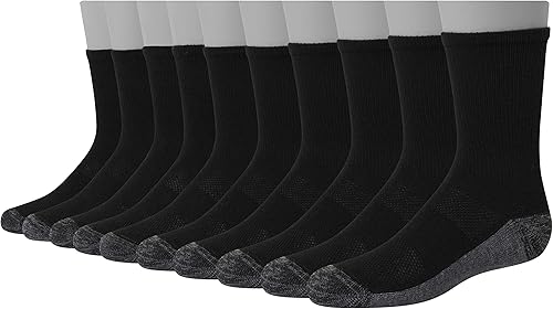 Hanes Ultimate boys Crew, 10-pack athletic socks, Black, Small US