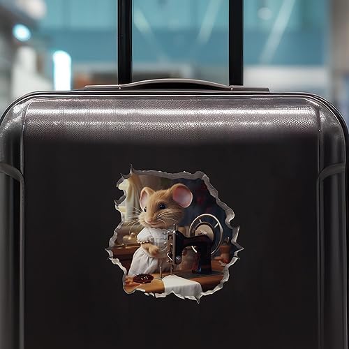 Miniatura 7 de Adhesivo de pared 3D de Seamstress Mouse con agujero de ratón