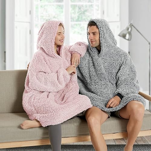 Miniatura 2 de Manta de sherpa acogedora con capucha para adultos, mujeres, hombres y niños, idea de regalo, manta con capucha, manta de gran tamaño, súper cálida,