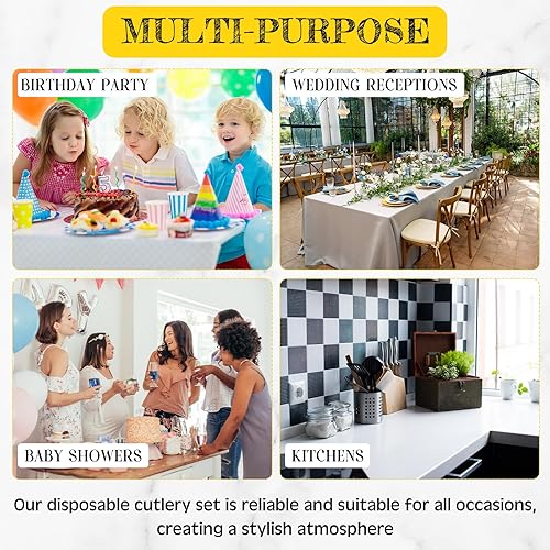 Miniatura 7 de Uiifan 300 suministros desechables para fiestas, incluyen 50 platos llanos de plástico de 9 pulgadas, 50 platos de plástico de 7 pulgadas, 50 vasos