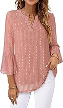 Timeson Women's 3/4 Sleeve Tops and Blouses V Neck Business Casual Shirts Dressy Tunics