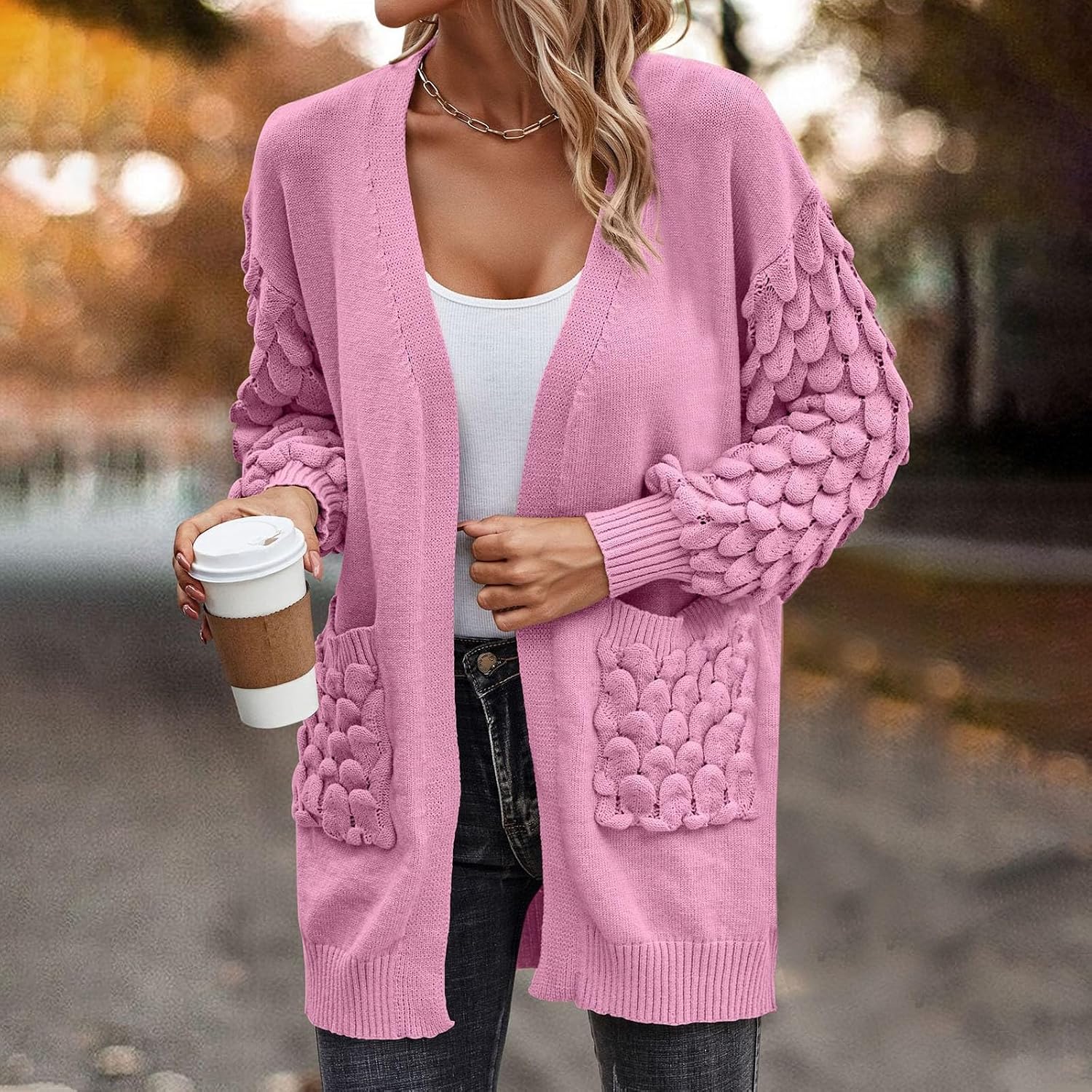 Cardigan Sweaters for Women Lightweight Knit Sweaters Plus Size Open Front Cardigans Casual Sweater with Pockets