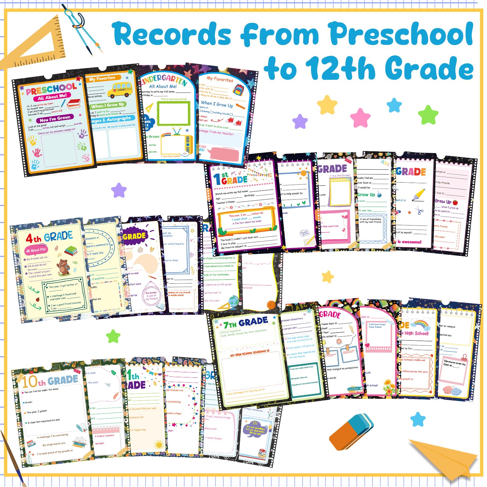 Fancy Land Libro de recuerdos escolares Prek-12, libro de recuerdos