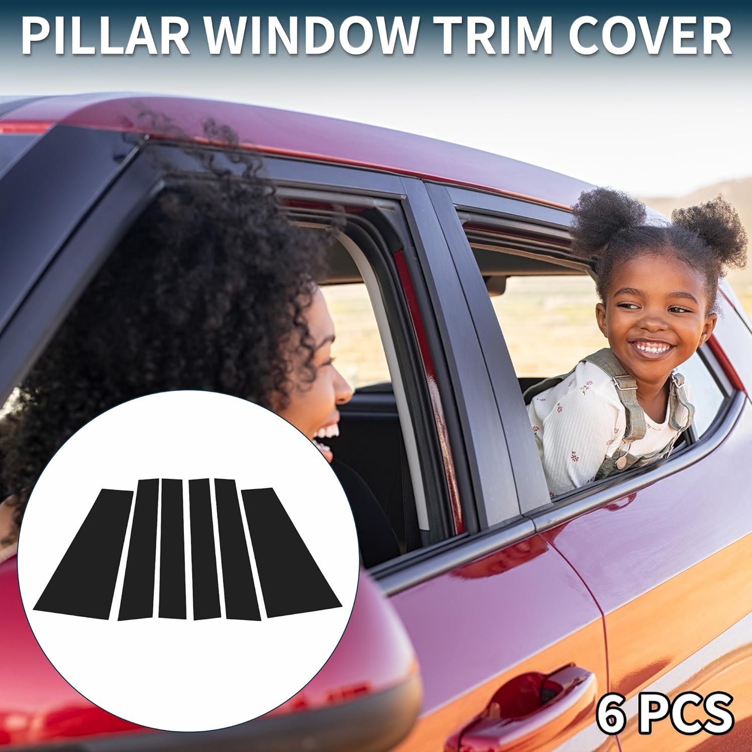 Door Pillar Window Trim for Toyota Sienna 2021-2023 Anti Scratch Sticker Pillar Posts Door Outer Exterior Cover Black 6 Pcs