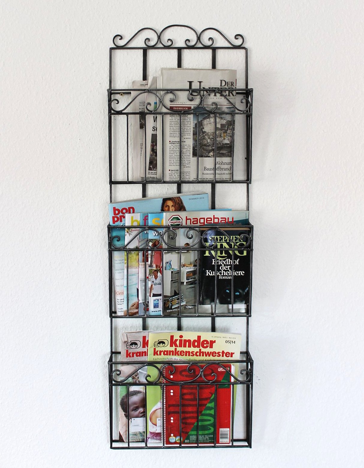 DanDiBo Wandregal Zeitungsständer 09911 Magazinhalter 101 cm Küchenregal Zeitungshalter