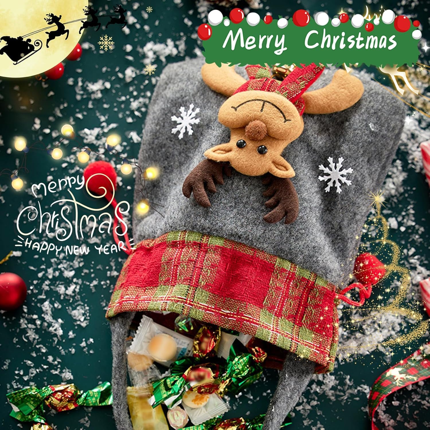 GEBETTER 12Pcs Bolsas Regalos Navidad Yute 10x14cm, Bolsitas Navidad, Saquitos De Tela Navideñas Pequeñas, Lino Arpillera Algodón Con Cordón Para Chuches Caramelos Dulces Joyas Favores Fiesta Niños