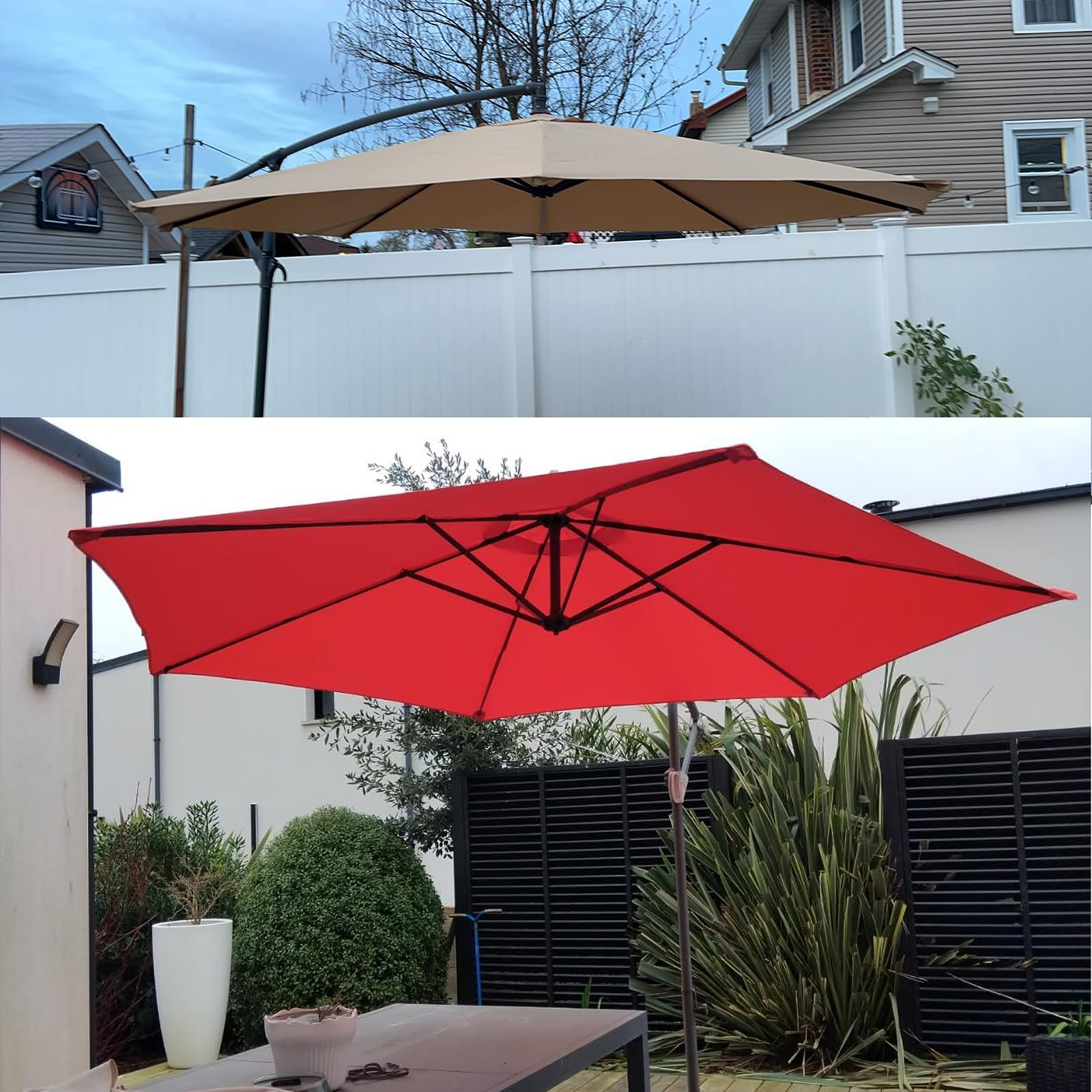 Zapasowy pokrowiec na parasol z 8 żebrami, wodoodporny, z poliestru, z ochroną UV, oddychający, pasuje do 11,5 stopy (350 cm), czerwony, do zewnętrznego parasola tarasowego
