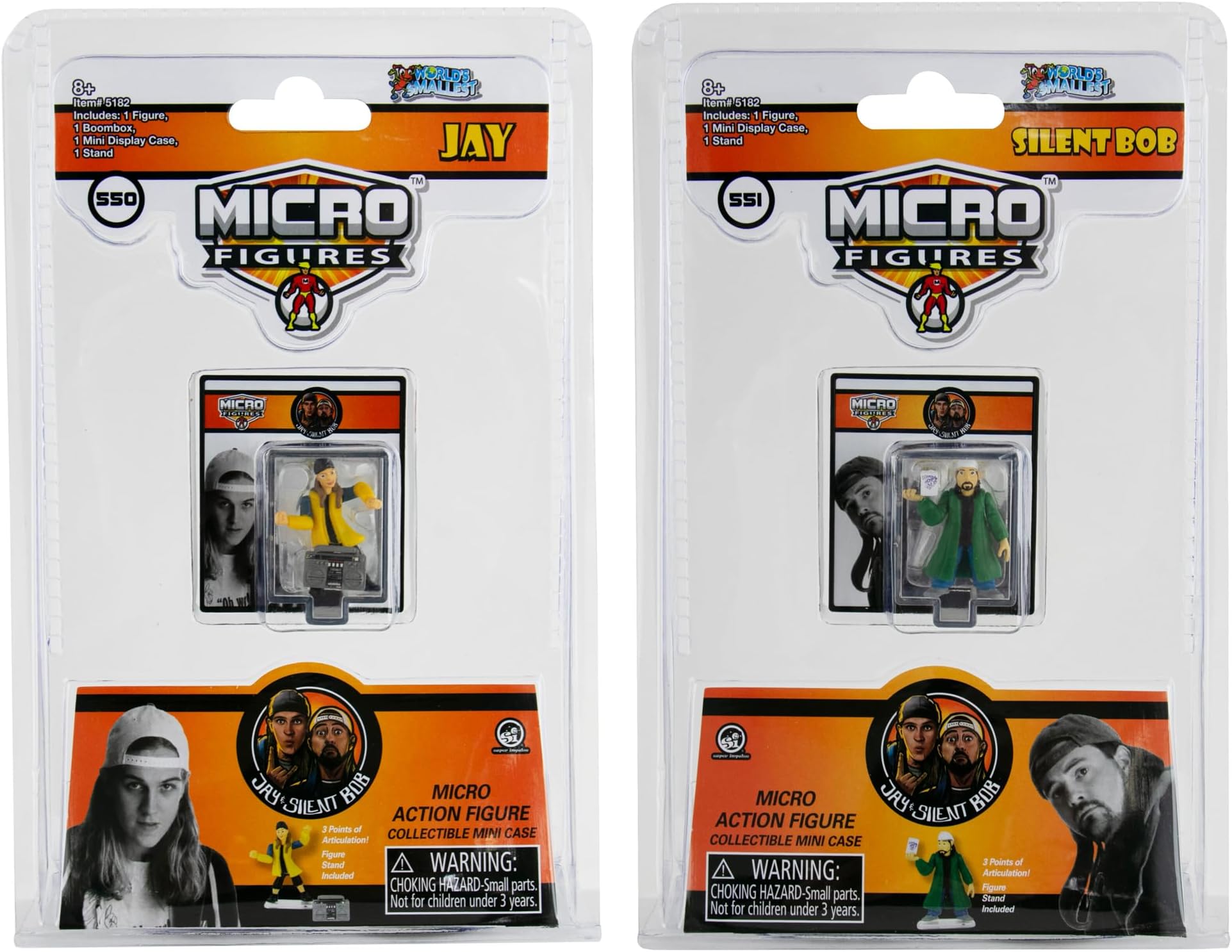 World's Smallest Jay and Silent Bob Set Bundle of 2 Micro Figures