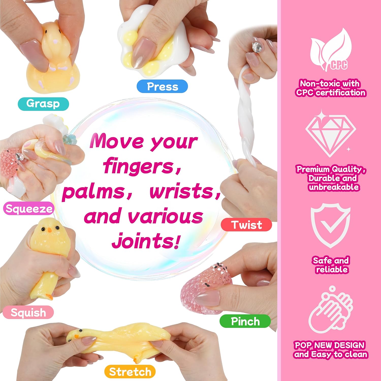 10 Pack Taba Squishy Toys kit with Toy Box & Cute Stickers, Kawaii taba Squishies Stress Relief Toys Party Favors for Kids 4-8 8-12, Squishy Fidget Toys for Kids , Birthday Gifts Toys for Girls 8-10