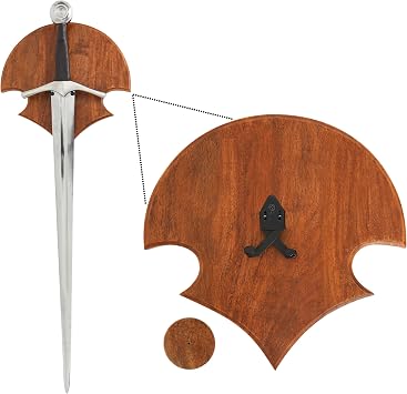 Mythrojan Wooden Sword Wall Mount Medieval Sword Plaque Holder with Hardware Single Sword Display Hanger