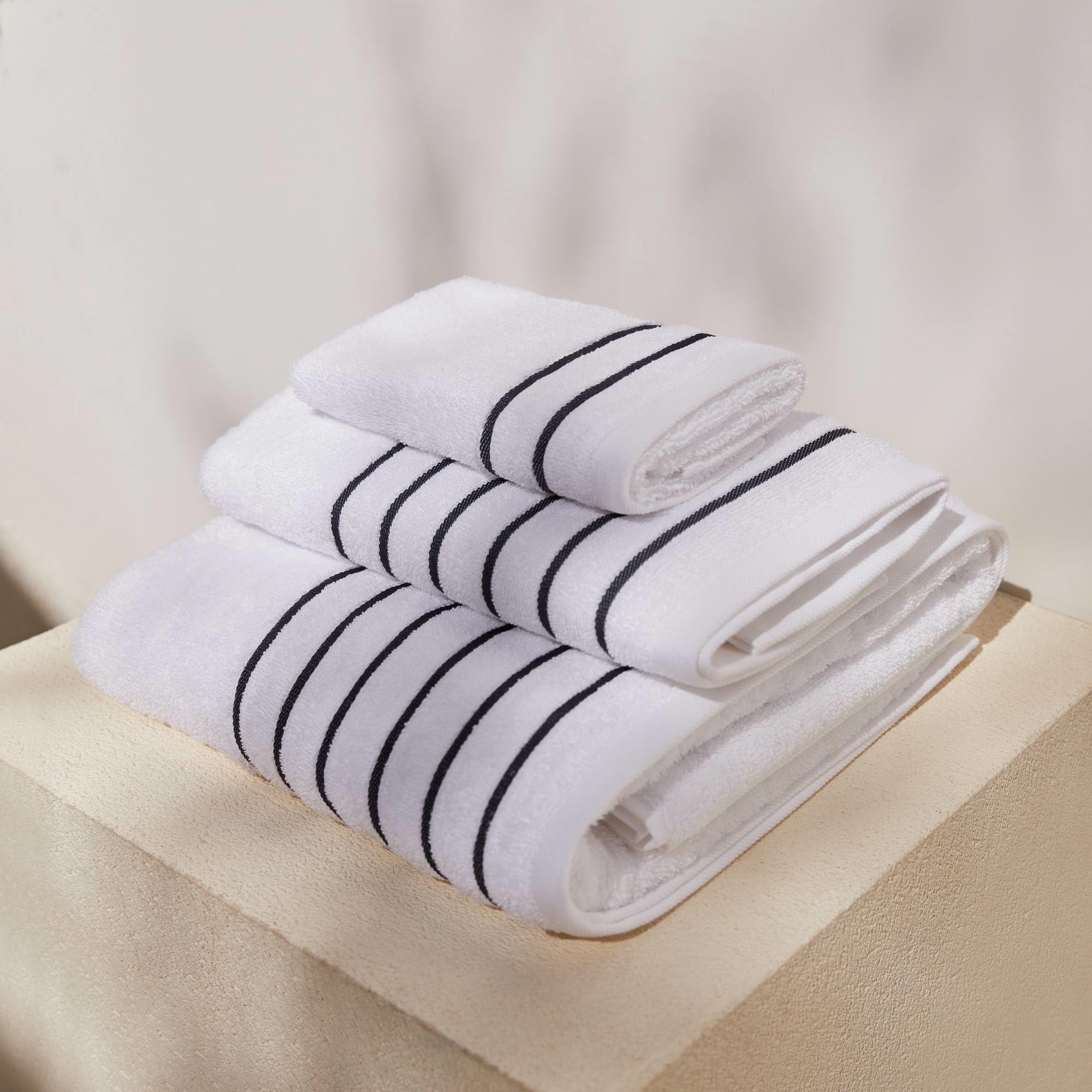 Scalpers Toalla de Invitados Blanca a Rayas 30x50cm 100% Algodón 470GSM Home