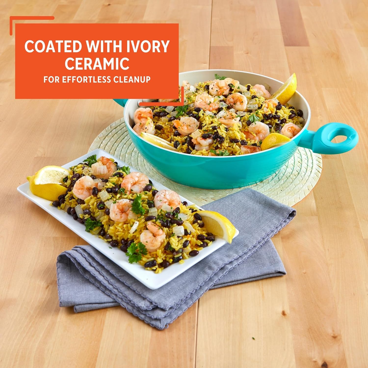 IMUSA USA Teal 4Qt Forged Jumbo Cooker with Ceramic Nonstick, 4 Quart