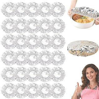 50PCS Reusable Aluminum Foil Food Covers, Heat-Insulating,…
