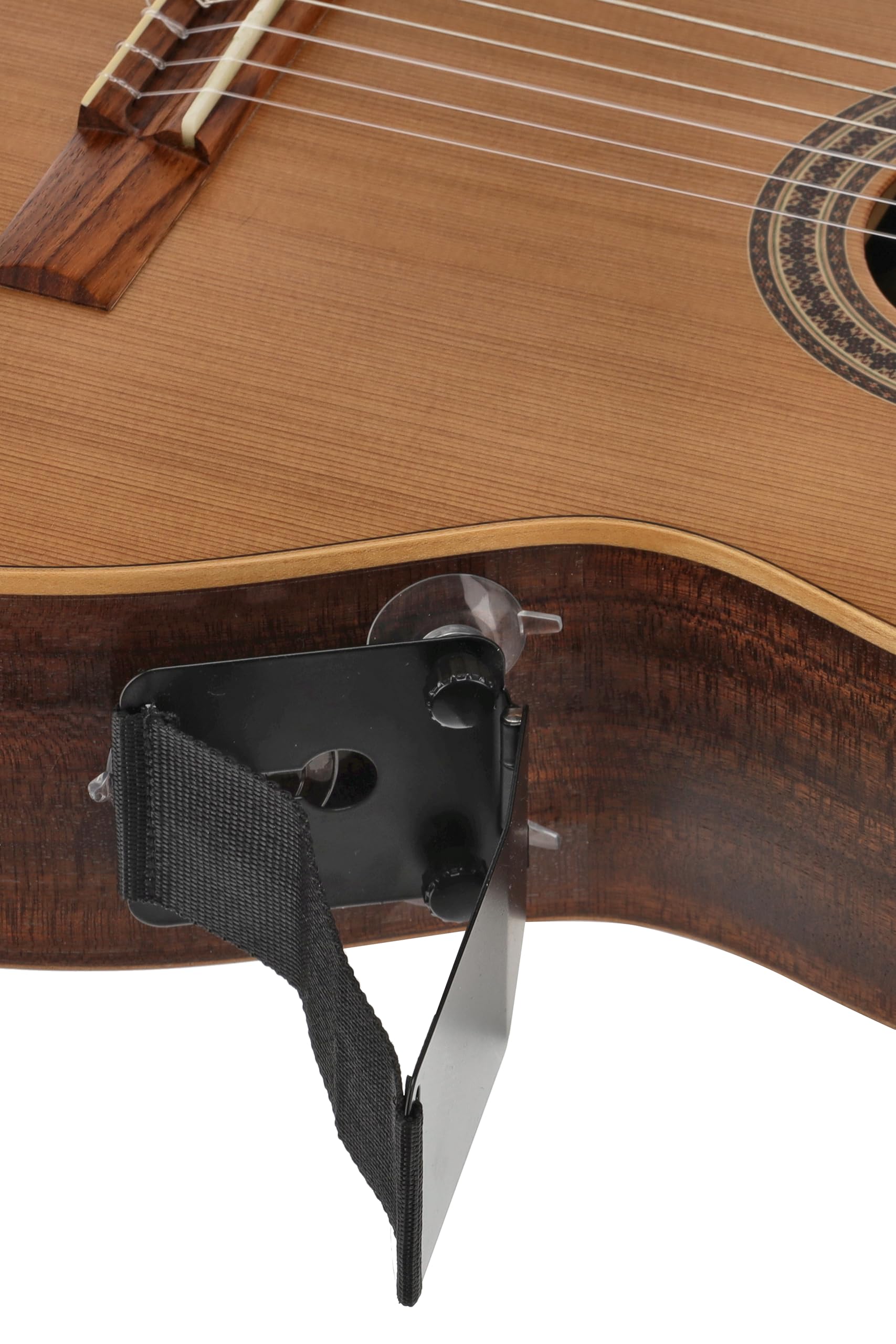 GEWA Soporte para guitarra tenor - plegable de metal - estrecho, también adecuado para aros planos - cinta cosida - negro