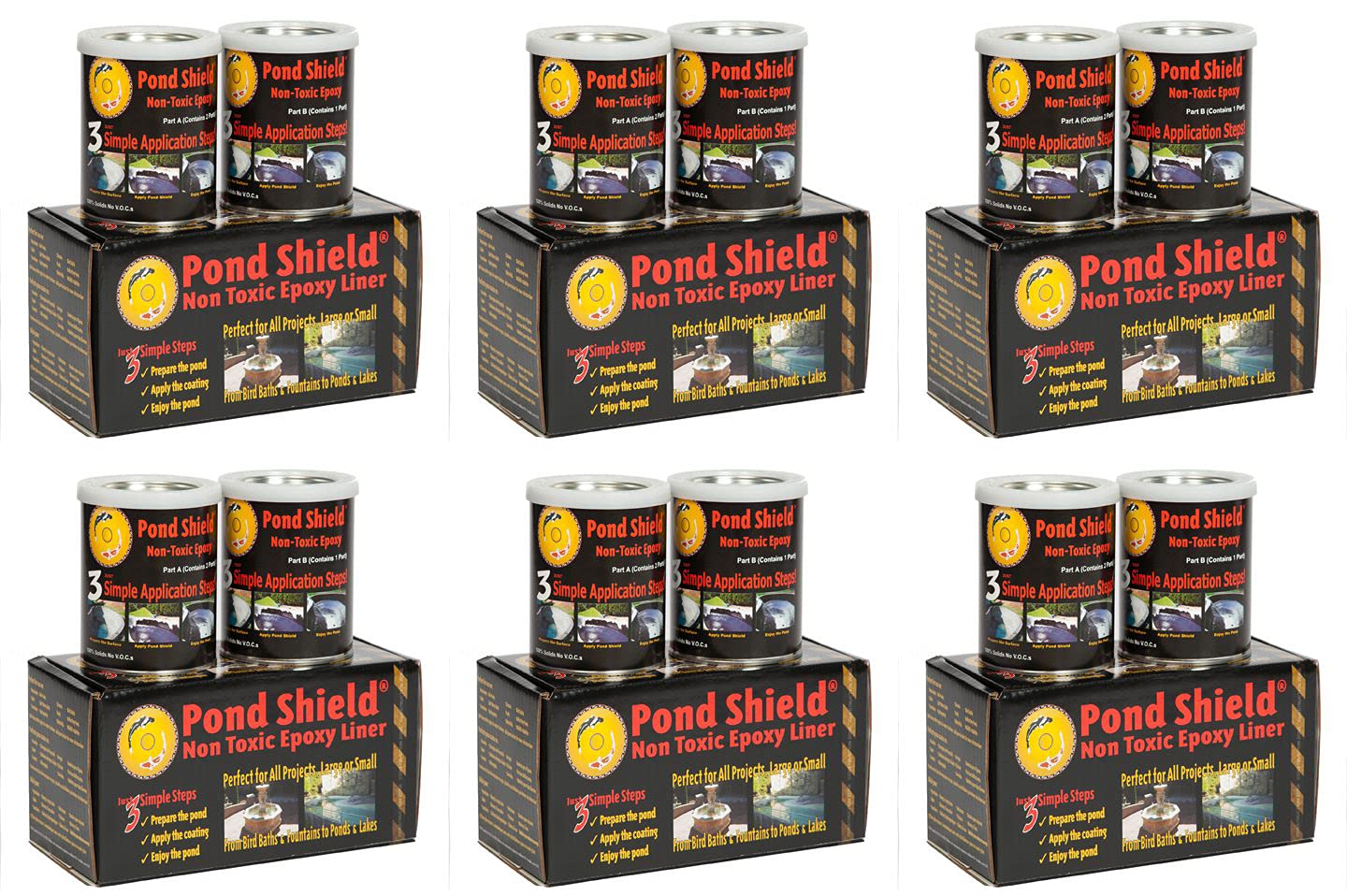 Pond ShieldPond Armor SKU-CLEAR-QT6P Clear 1.5 Quart kit 6 Pack Non-Toxic epoxy Coating