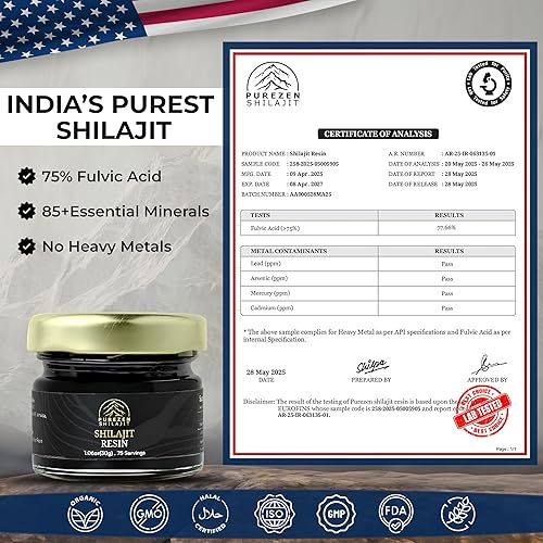 Miniatura 3 de Resina Shilajit pura del Himalaya, 1.06 oz (75 porciones), 75% más de ácido fúlvico y más de 85 minerales traza  Shilajit desde más de 17,000 pies