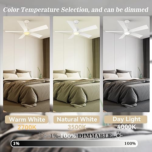 Miniatura 3 de SMAAIR Ventilador de techo inteligente con luz, ventilador de techo para interiores y exteriores de 48 pulgadas con control remoto, compatible con