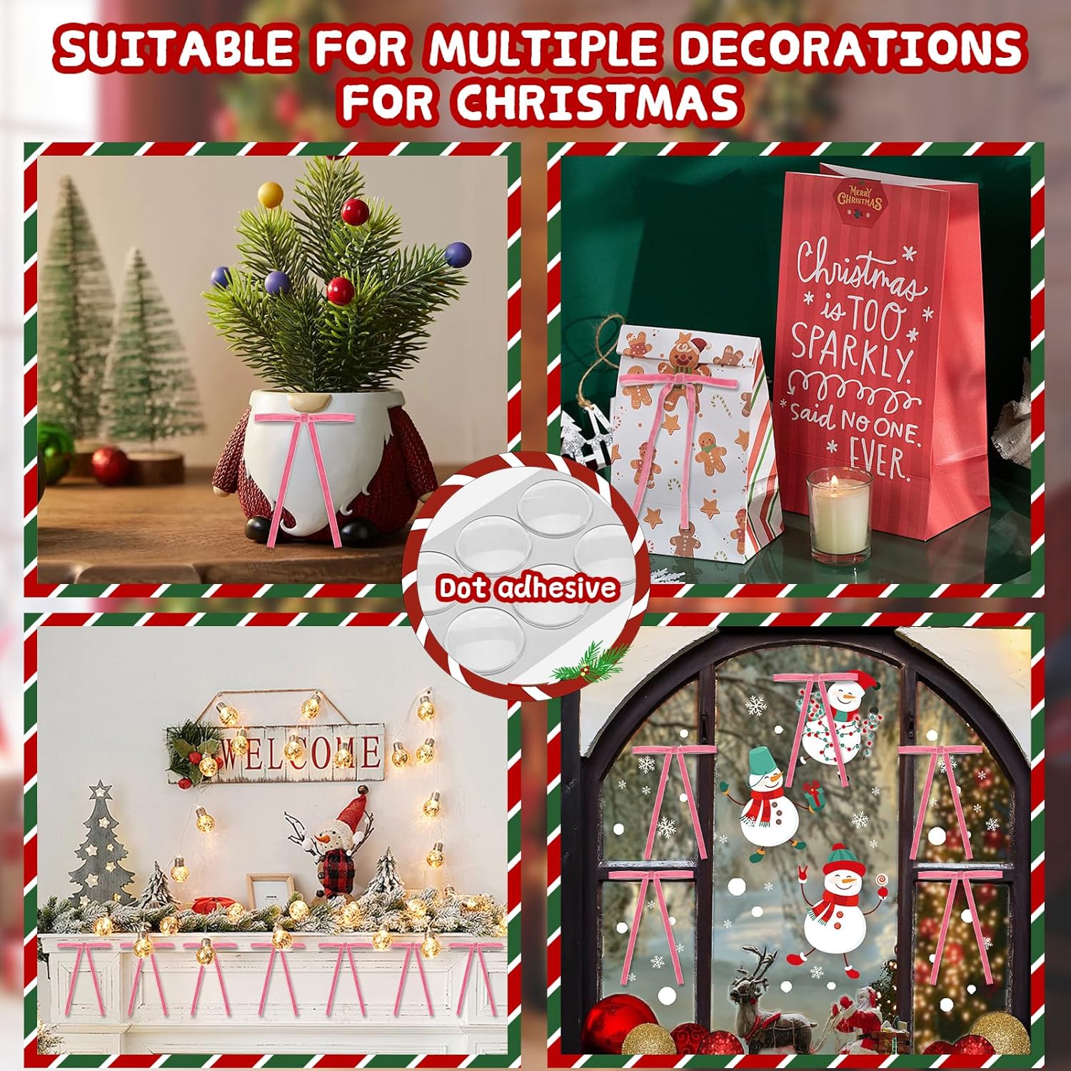 Pink Velvet Bows for Christmas Tree - 30Pcs Vintage Ribbon Bows for Tree Decorations, 3/8" Small Bows for Garland, Wreath, Fireplace, Door, Gift Wrapping, Holiday Decor (5 x 7 Inch) - Image 7