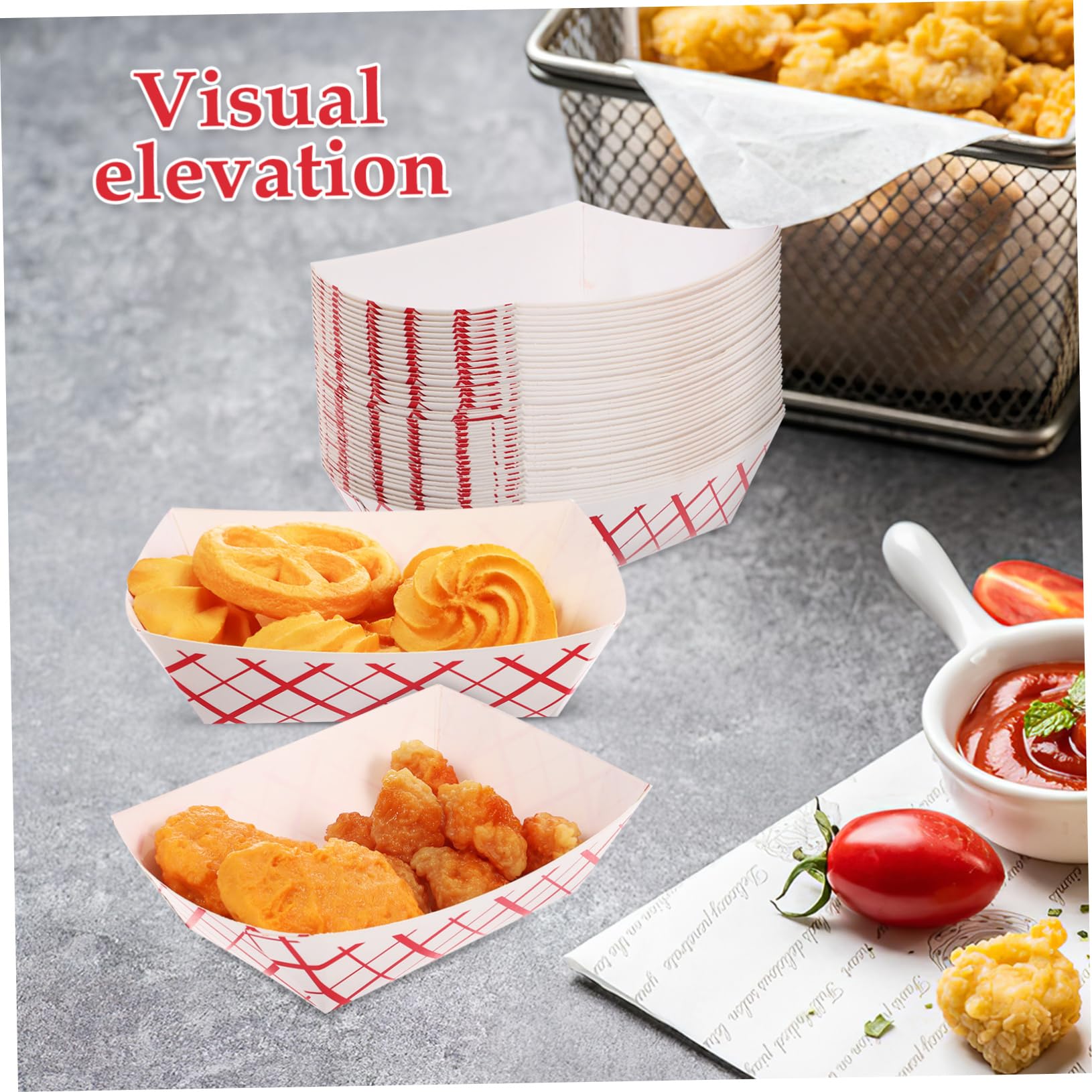 ULTECHNOVO 200stücke Papier Snack-tabletts Kariert Lebensmittelboote Für Snacks Pommes Hot Dogs Salate Für Partys Und Catering