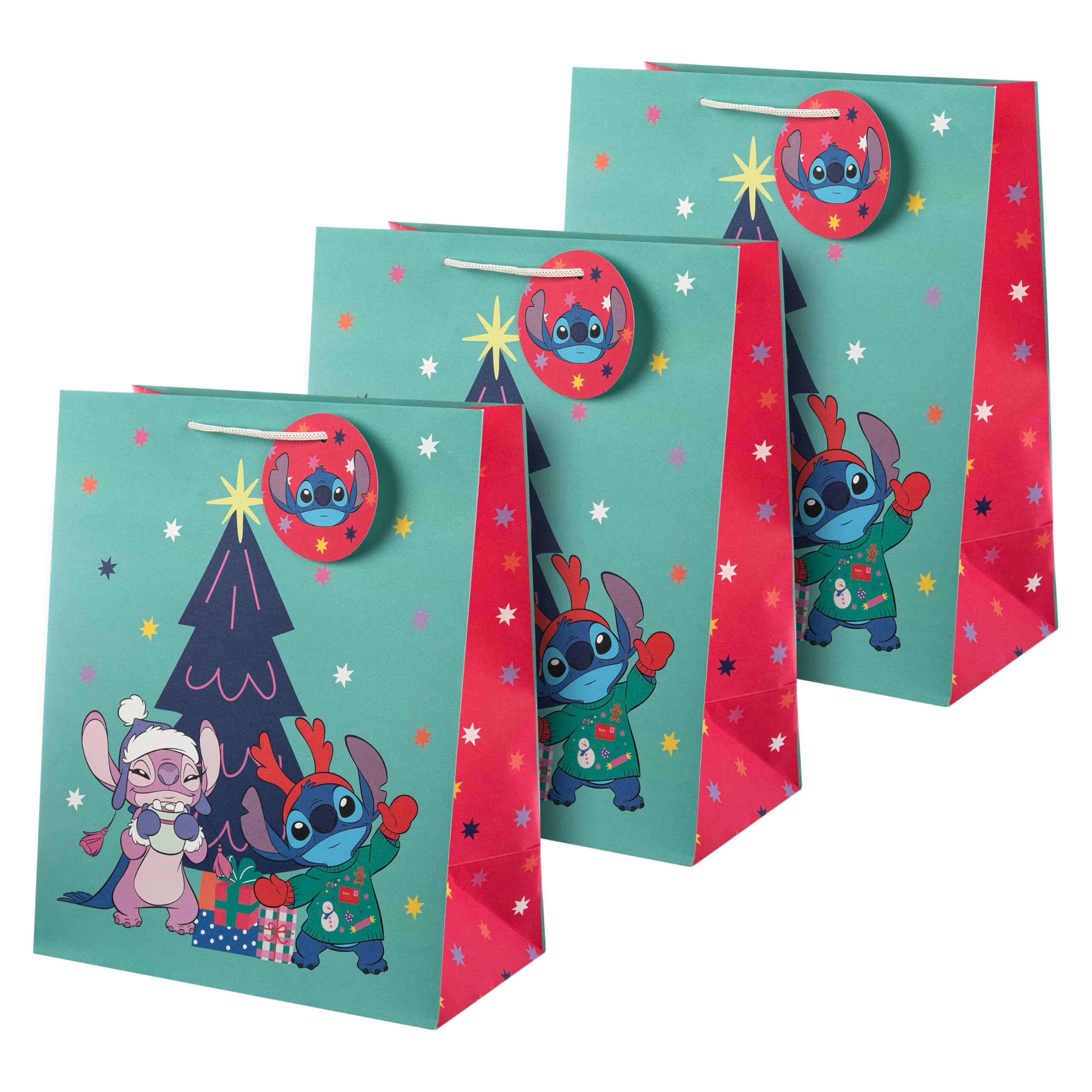 Hallmark Disney Christmas Stitch Large Gift Bag 3 Pack