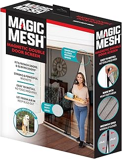 Magic Mesh Double Door- Hands Free Magnetic Screen Door, Fits French & Sliding Doors