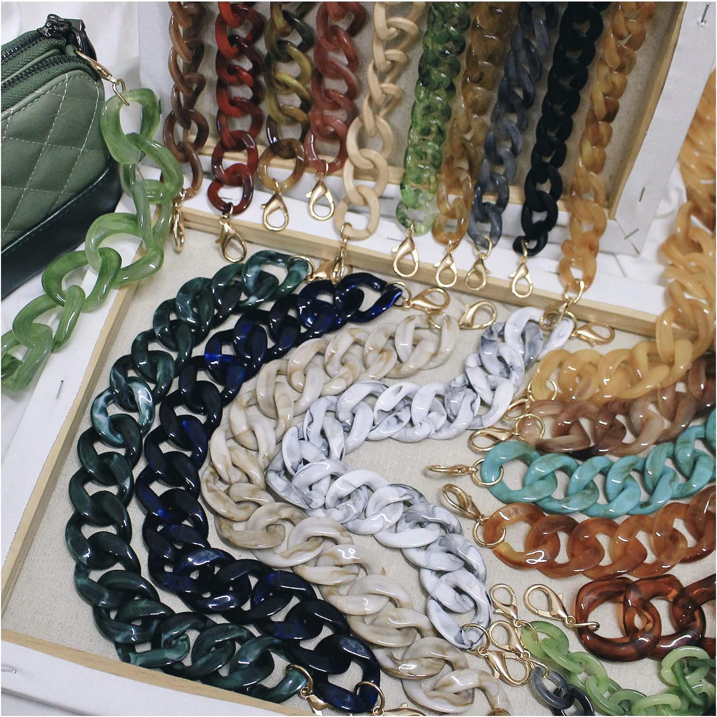 AUMEY Handbag Chain Straps Acrylic Purse Chain Strap Fashionable Replacement Purse Clutches Handles for Purse Handbags DIY Crafts, 19 inch of Each (MSL02- Leopard print) - Image 6