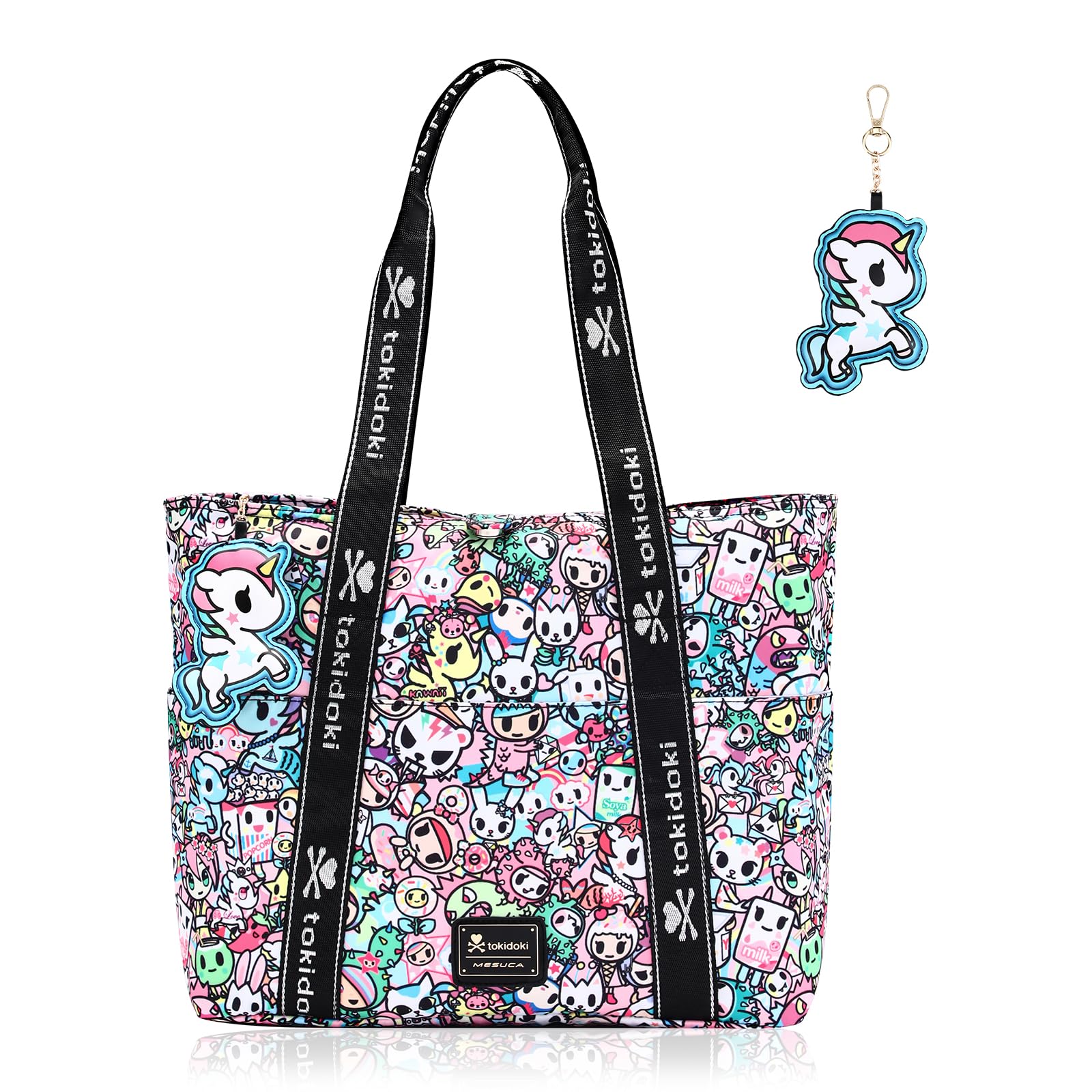 Tokidoki Large Tote Bag with Unicorno Keychain Laptop Travel Bag Shoulder Work Tote Weekender Bag Handbag for Women