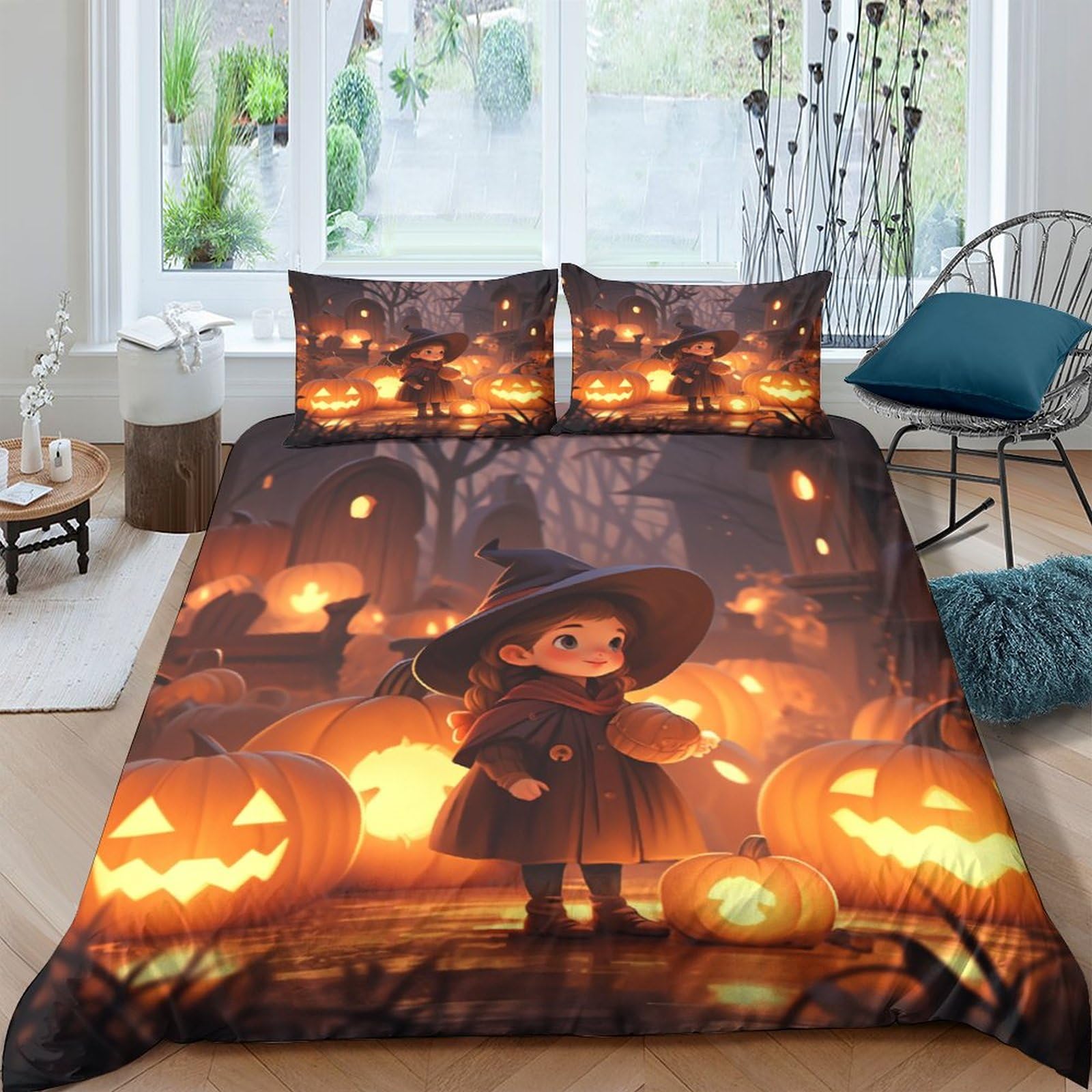 Housse de couette microfibre douce Trick Or Treat 3 pièces zippée lit