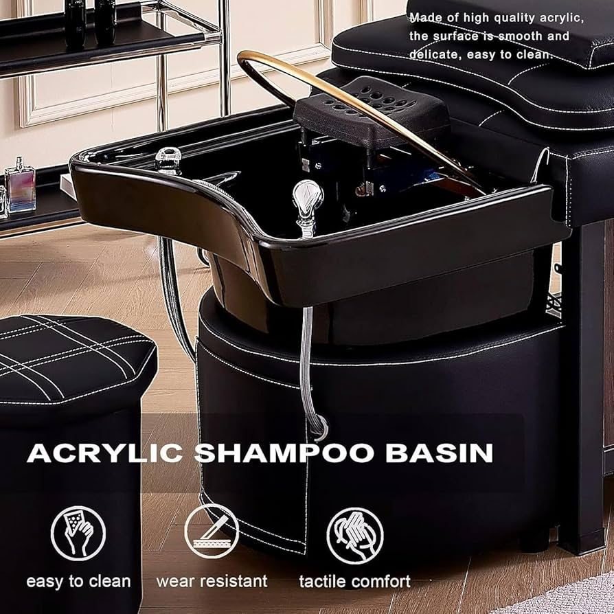 水循環マッサージケアベッド、セラミックシャンプー台、ヘッドトリートメントベッド Amazon｜プロのシャンプーベッド、スツール付きタイ水循環