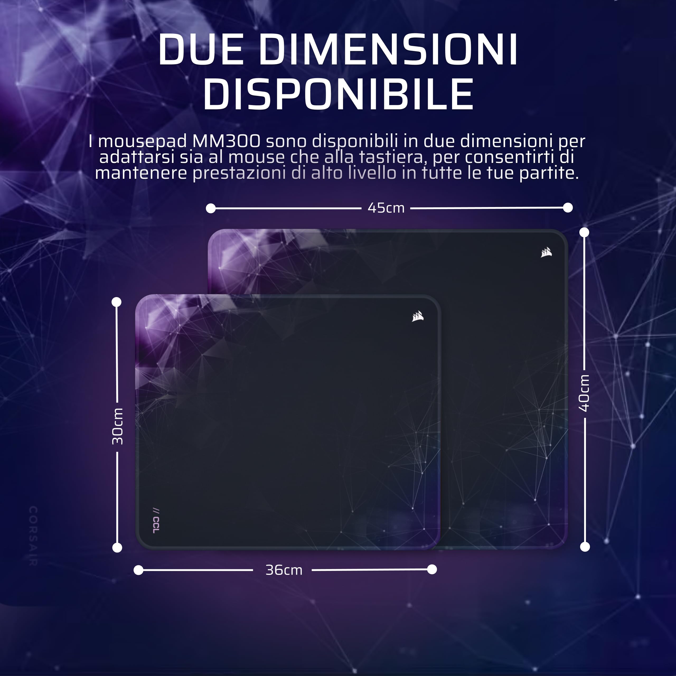 Corsair MM300 L Anti-Fray Tessuto Tappetino Per Mouse Da Gioco – Sci-Fi | Large, 45 cm x 40 cm, Tessuto Intrecciato, Base In Gomma Antiscivolo, Bordi Rinforzati Con Cuciture, Sci-Fi Dark, Blu Navy