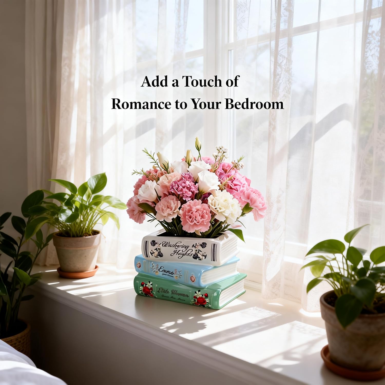 Book-Shaped Decorative Planter - Ceramic Planter for Home Decor, Succulents | Desktop & Bookshelf Decor for Plant Lovers, Bookworms, Home Decor Enthusiasts,Book Vase for Flowers