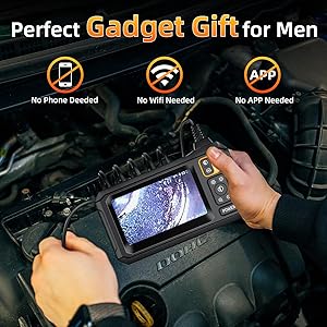 Borescope, 4.3" Endoscope Inspection Camera with Light, IP67 Waterproof, 1080HD Flexible Semi-Rigid Snake Borescope, 16.5ft Endoscope Camera, Gadgets for Men with Carrying Case