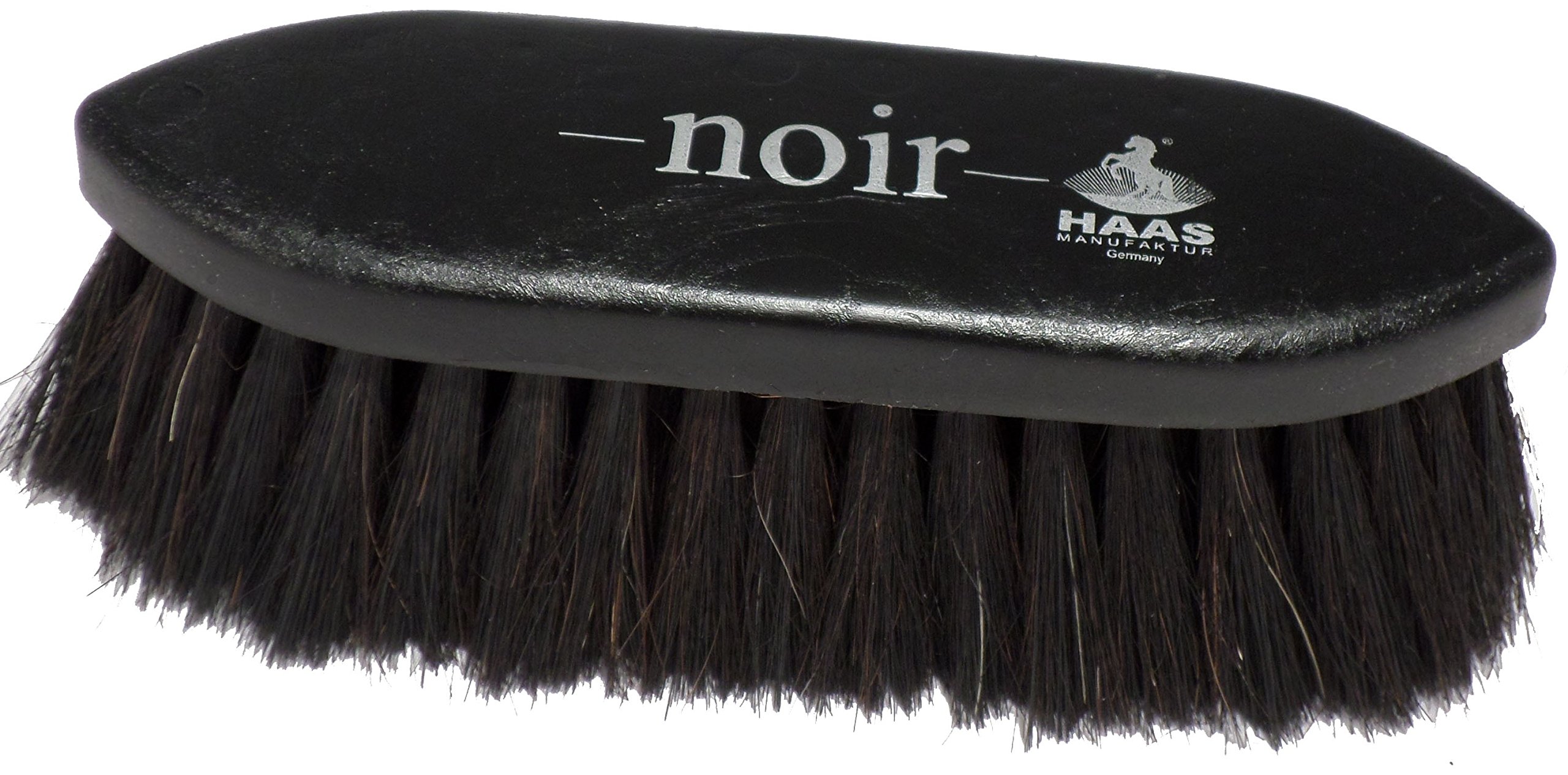 Haas Black Fur Brush with 5 cm Long Horsehair Bristles Size 17.5 x 5.5 cm, 17,5 x 5,5 cm