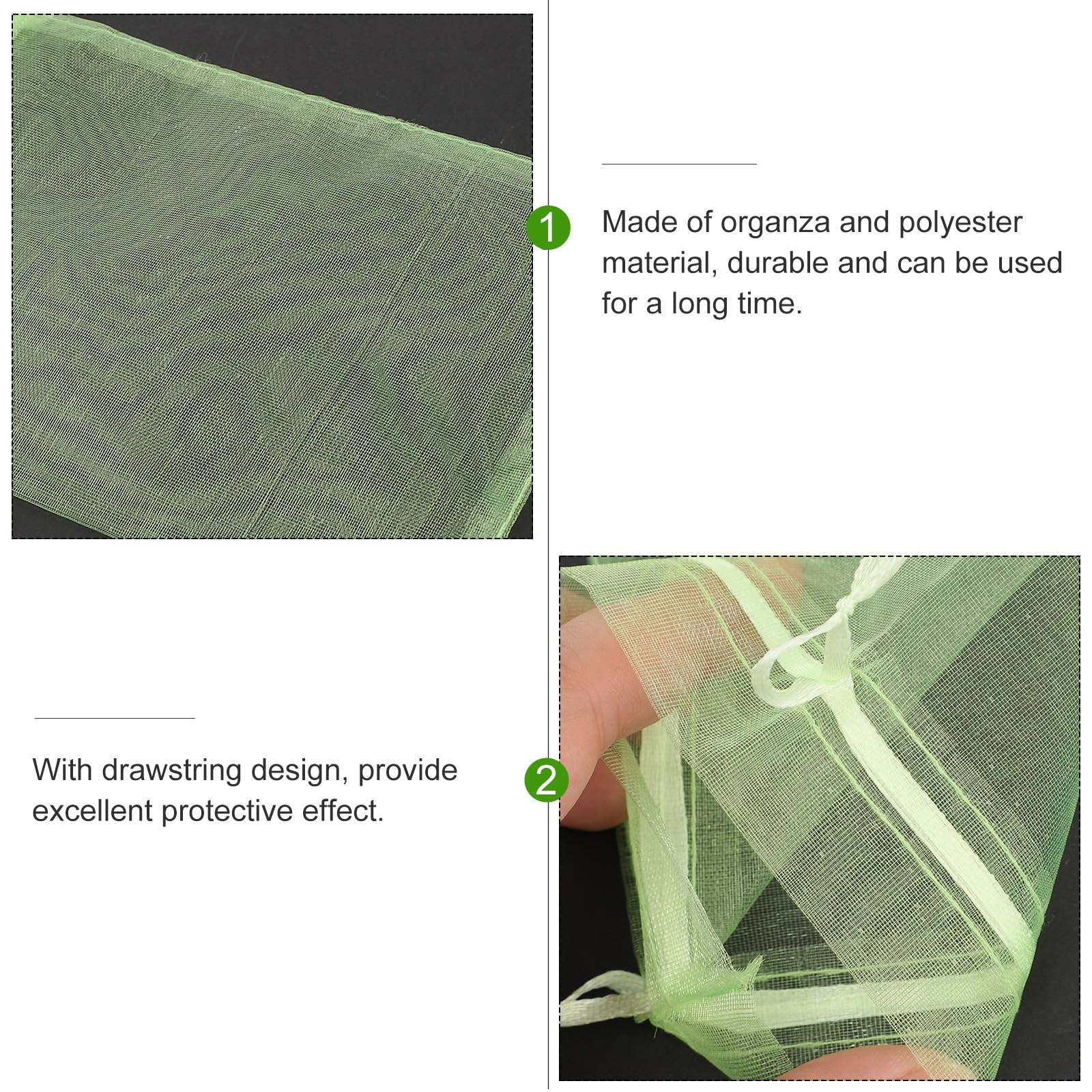 DECHOUS Bolsas Protectoras para Frutas y Verduras 100 Unidades 10x15 Cm Malla Verde Resistente para Cultivo Jardín Protección contra Aves E Insectos Saco Guardería para Uvas y Plantas