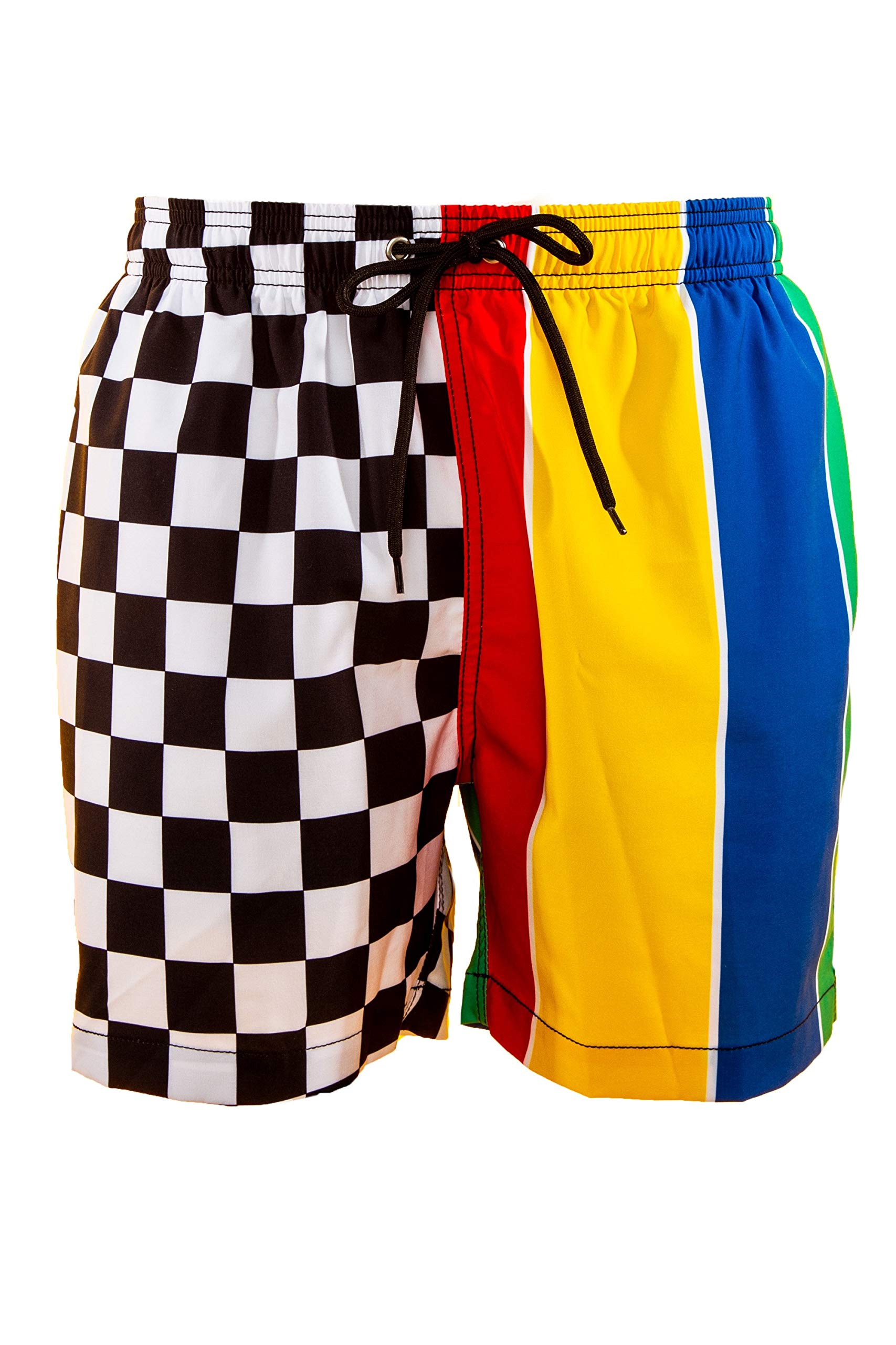 Mens First Over Last Striped Swim Trunks