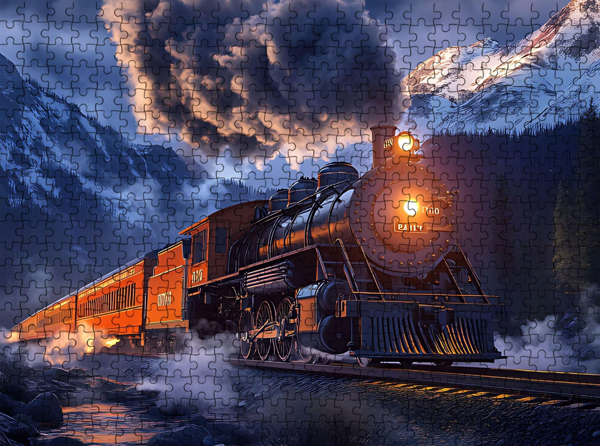 treno paesaggio Puzzle 1000 Pezzi per Adulti, Puzzle in Legno - Collezione Classica con Poster Incluso -Sfida di Concentrazione e Passatempo Antistress, Gioco Educativo per Famiglia, 75 x 50 cm f0-625